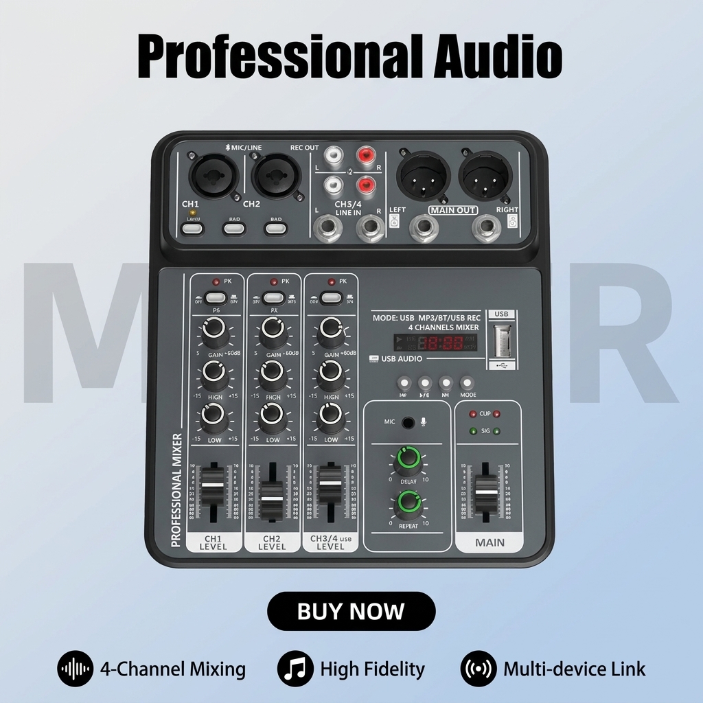 وحدة تحكم صوت احترافية بأربع ق - مراجعة Audio Music Dj وسعره